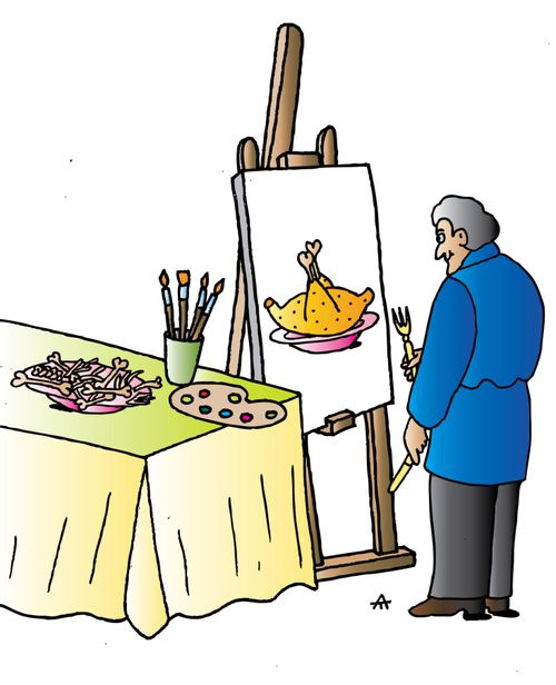 Artist and chiken
