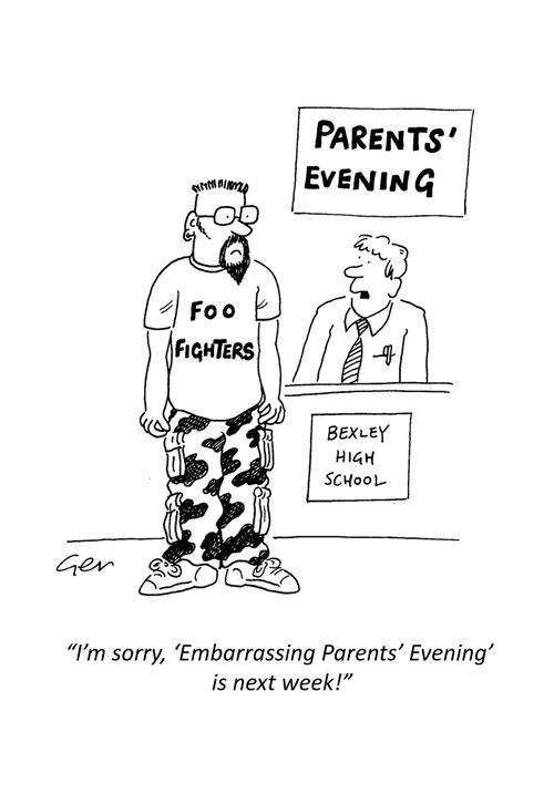 'Embarrassing parents' evening is next week.'
