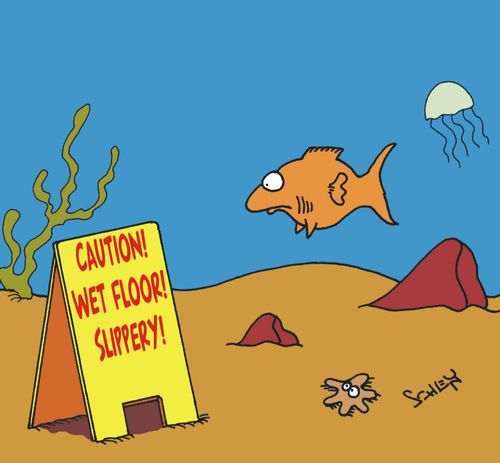 Caution! Wet floor! Slippery!