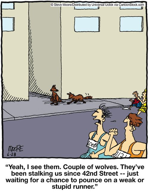 'Yeah, I see them. Couple of wolves. They've been stalking us since 42nd Street...'