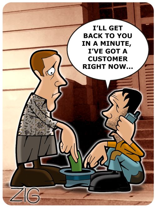 'I'll get back to you in a minute, I've got a customer right now...'
