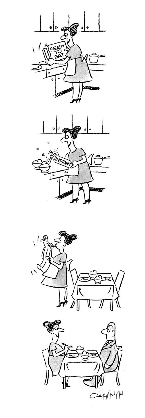 Lady with an inflatable dinner date.