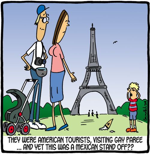 They were American tourists, visiting gay Paree...and yet this was a Mexican stand off??