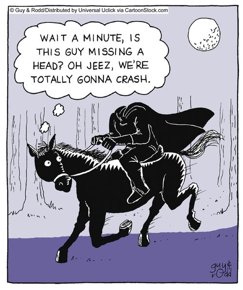 'Wait a minute, this guy is missing a head Oh jeez, we're totally gonna crash,'