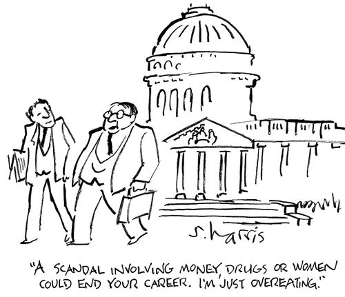 'A scandal involving money, drugs or women could end your career.  I'm just overeating.'