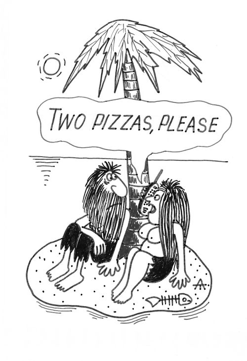'Two pizzas, please.'