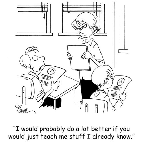 'I would probably do a lot better if you would just teach me stuff I already know.'