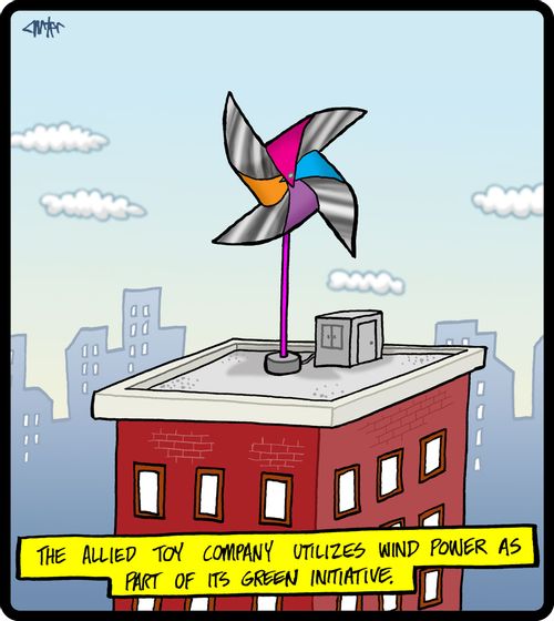 The Allied Toy Company utilizes wind power as part of its green initiative.