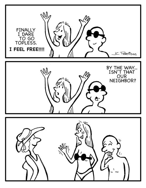 'Finally I dare to go topless. I feel free!!!'
