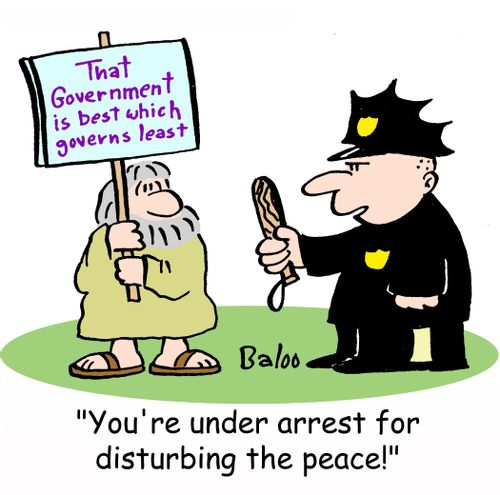 'You're under arrest for disturbing the peace.'