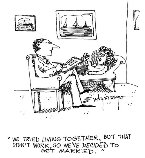 'We tried living together, but that didn't work so we've decided to get married.'