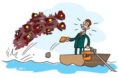 Fisherman gets attacked by piranhas after using chum as bait.
