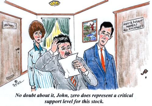 'No doubt about it, John, zero does represent a critical support level for this stock.'