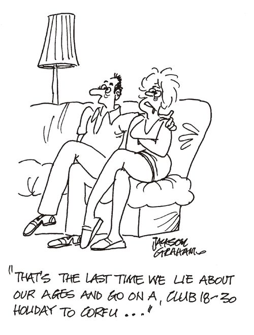 'That's the last time we lie about our ages and go on a Club 18-30 holiday in Corfu...'