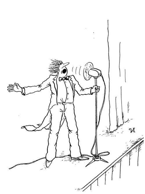Singer using Fan