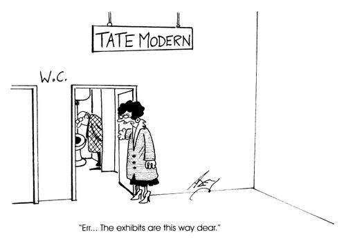 "Err..the exhibits are this way, dear"