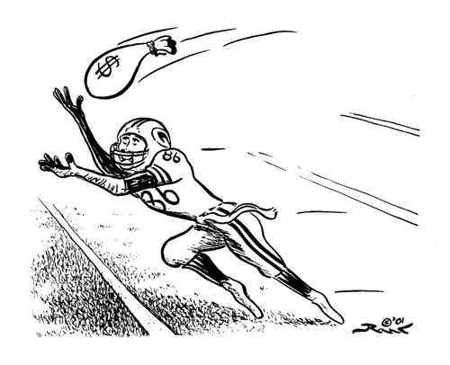 American Footballer catching money
