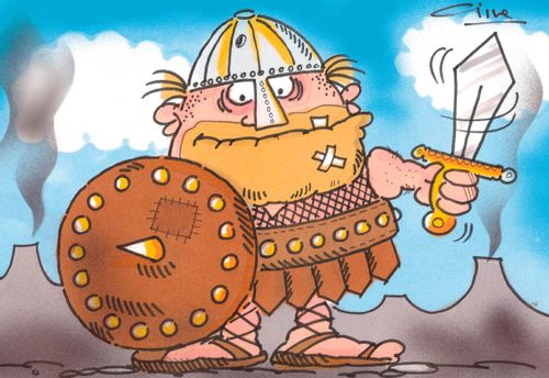 Caricature of a Viking