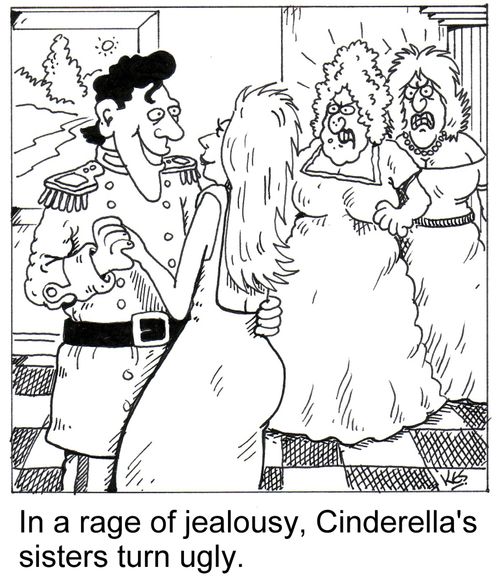 In a rage of jealousy, Cinderella's sisters turn ugly.
