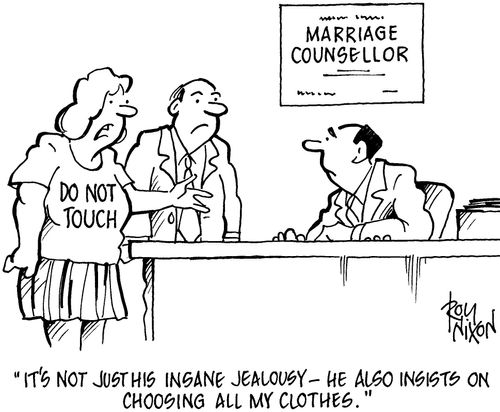 'It's not just his insane jealousy - he also insists on choosing all my clothes.'