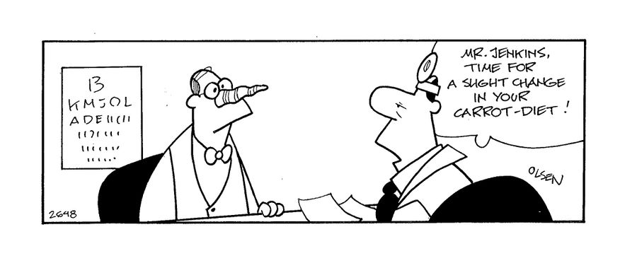 'Mr Jenkins, time for a slight change in your carrot diet!'