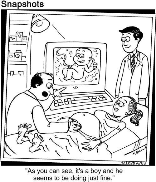 'As you can see, it's a boy and he seems to be doing just fine.'