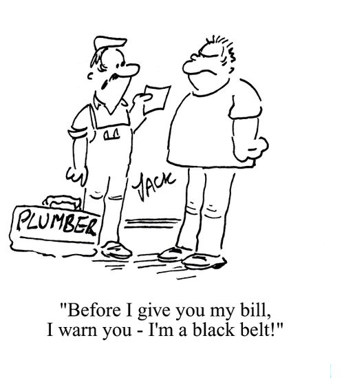 'Before I give you my bill, I warn you - I'm a black belt.'