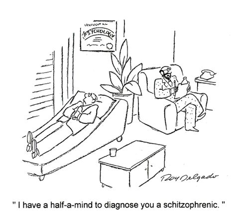 'I have a half-a-mind to diagnose you a schizophrenic.