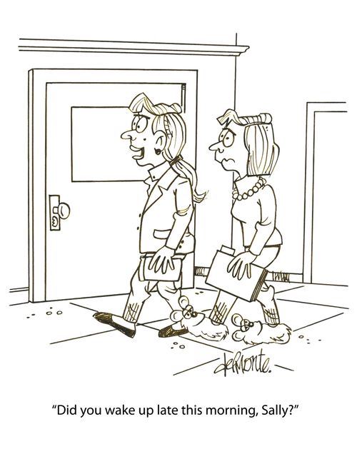 'Did you wake up late this morning, Sally?'