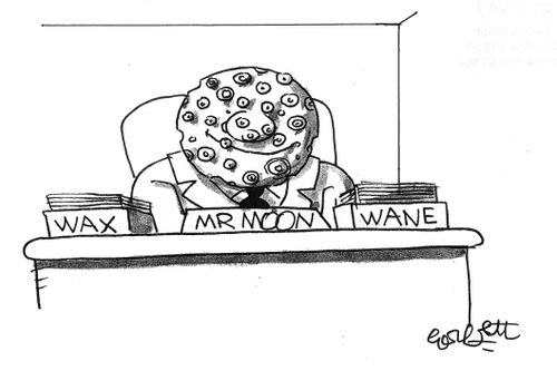 Mr Moon's work boxes: 'wax' and 'wane'.