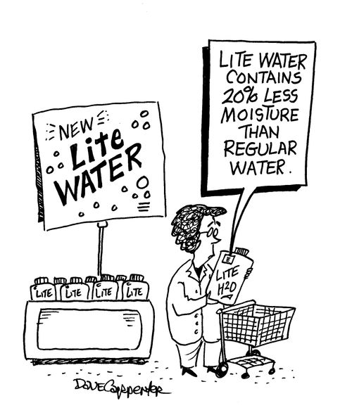 Lite water contains 20% less moisture than regular water.