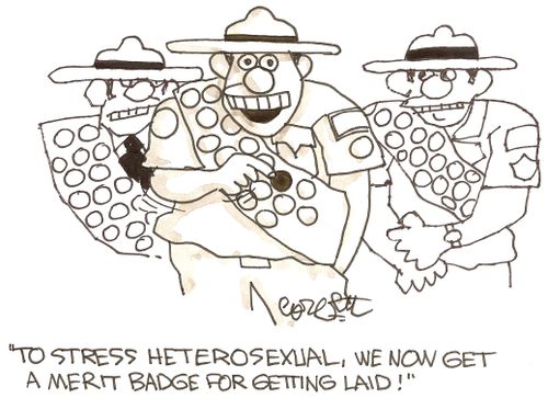 'To stress heterosexual, we now get a merit badge for getting laid!'