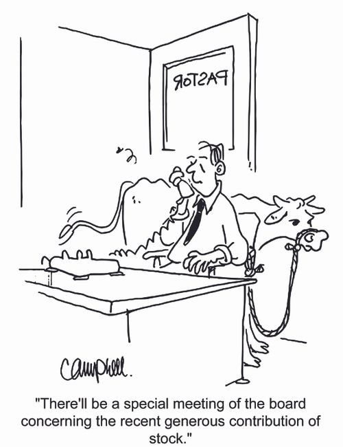 'There'll be a special meeting of the board concerning the recent generous contribution of stock.'