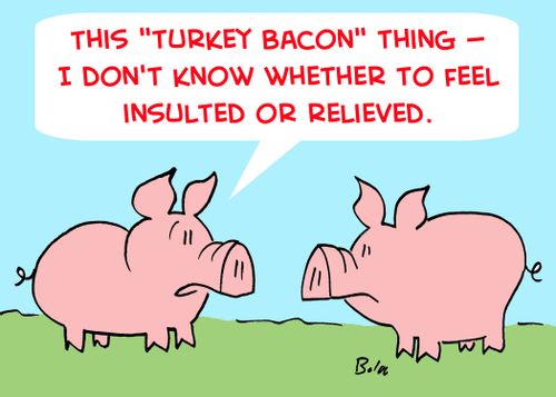 'This 'turkey bacon' thing -- I don't know whether to feel insulted or relieved.'