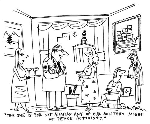 'This one is for not aiming any of our military might at peace activists.'