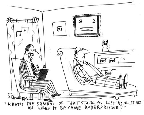 'What's the symbol of that stock you lost your shirt on when it became underpriced?'