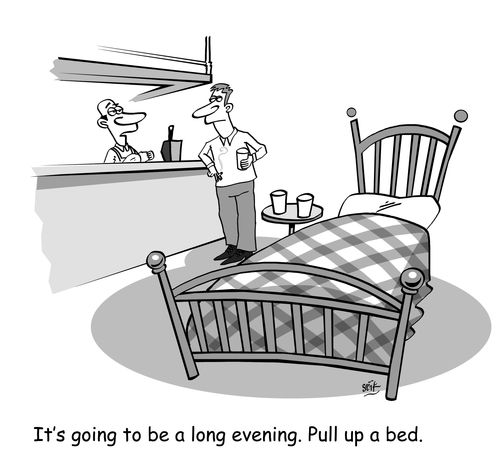 It's going to be a long evening. Pull up a bed.