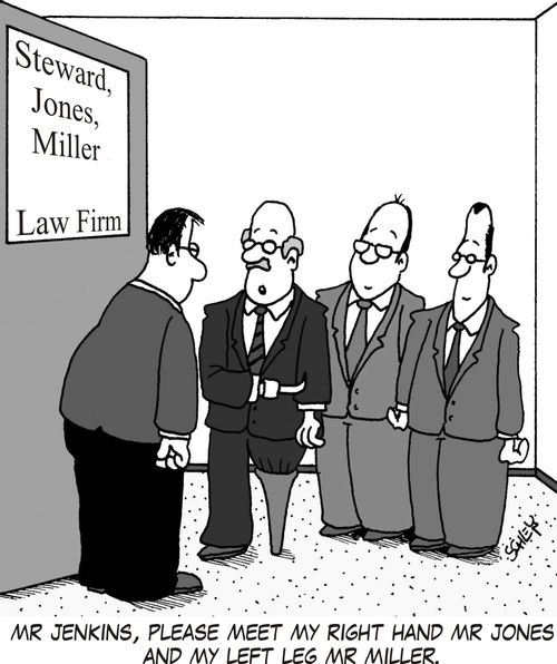 'Mr Jenkins, please meet my right hand Mr Jones and my left leg Mr Miller.'