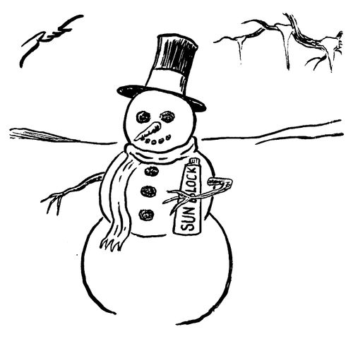 Snowman with Sunblock