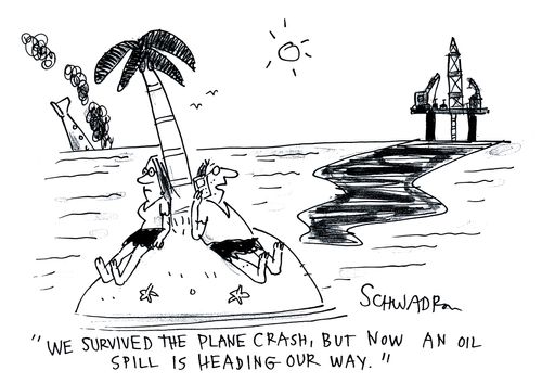 'We survived the plane crash, but now an oil spill is heading our way.'