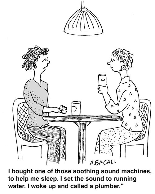 I bought one of those sound machines to help me sleep. I set the sound to running water, woke up and called the plumber.