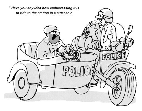 'Have you any idea how embarrassing it is to ride to the station in a sidecar?'