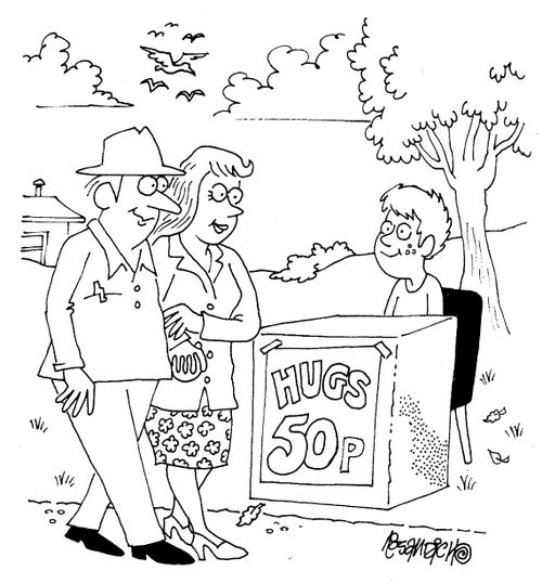 Boy Offers Hugs for Fifty Pence
