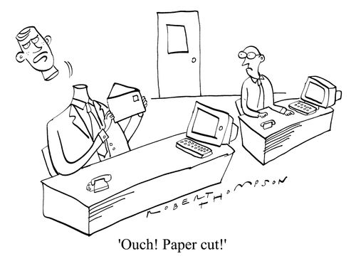 "Ouch! paper cut"