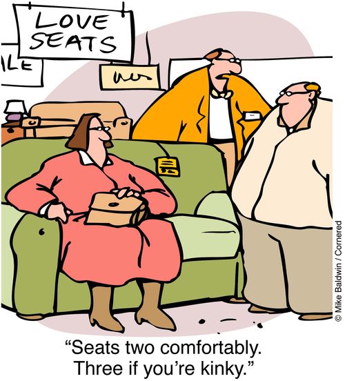 "Seats two comfortably. Three if your kinky."