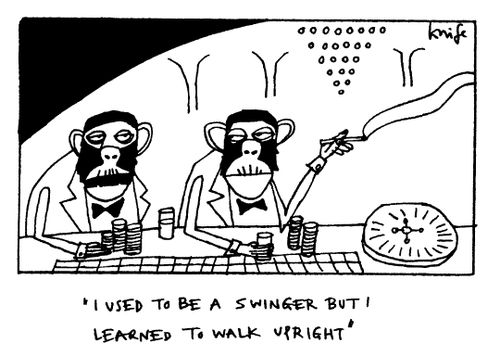"I used to be a swinger but I learned to walk upright"