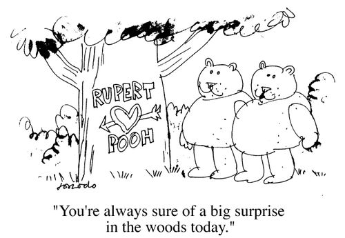 "You're always sure of a big surprise in the woods today"