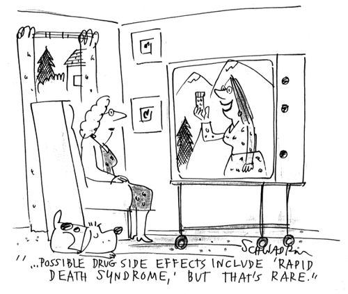 '...possible drug side effects include 'rapid death syndrome', but that's rare.'