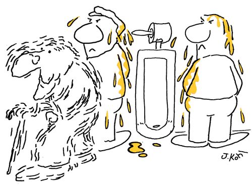 Old man and urinals.
