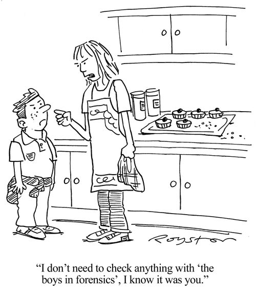 Mother chastises son over stolen cake: 'I don't need to check anything with 'the boys in forensics', I know it was you.'